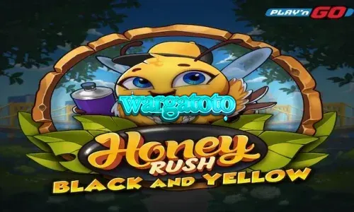 Tampilan visual game slot Honey Rush Black and Yellow dengan tema kota neon